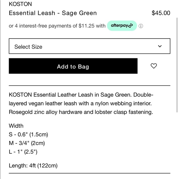 NWOT Koston SET M/L Dog Collar and Leash Set in sage green - Picture 14 of 14